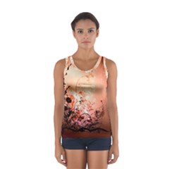 Wonderful Flowers In Soft Colors With Bubbles Women s Sport Tank Top  by FantasyWorld7