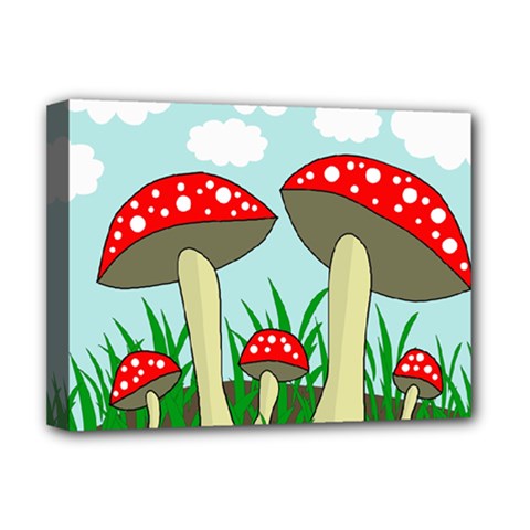 Mushrooms  Deluxe Canvas 16  X 12   by Valentinaart