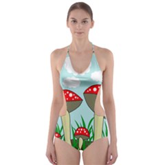 Mushrooms  Cut-out One Piece Swimsuit by Valentinaart