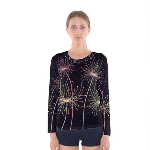 Elegant Dandelions  Women s Long Sleeve Tee by Valentinaart