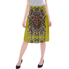 Fantasy Flower Peacock With Some Soul In Popart Midi Beach Skirt by pepitasart