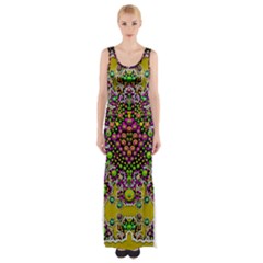 Fantasy Flower Peacock With Some Soul In Popart Maxi Thigh Split Dress by pepitasart