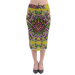 Fantasy Flower Peacock With Some Soul In Popart Midi Pencil Skirt by pepitasart