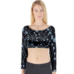 Blue Decor Long Sleeve Crop Top by Valentinaart