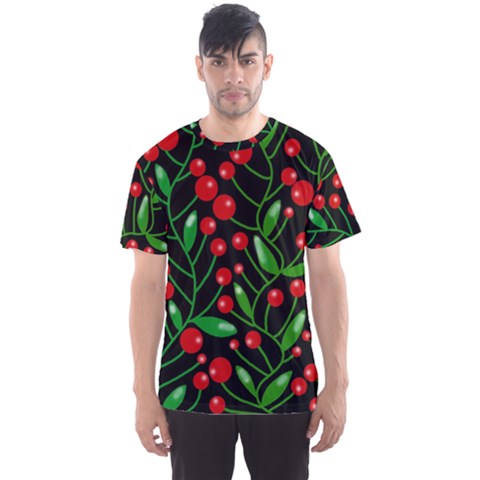 Red Christmas Berries Men s Sport Mesh Tee by Valentinaart