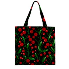 Red Christmas Berries Zipper Grocery Tote Bag by Valentinaart