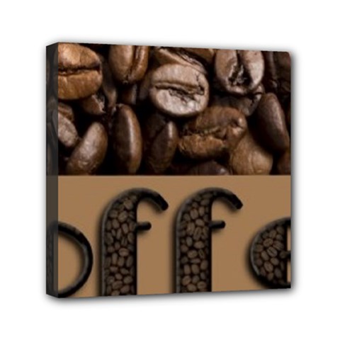 Funny Coffee Beans Brown Typography Mini Canvas 6  X 6  by yoursparklingshop