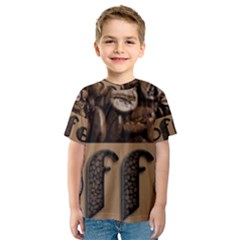 Funny Coffee Beans Brown Typography Kids  Sport Mesh Tee