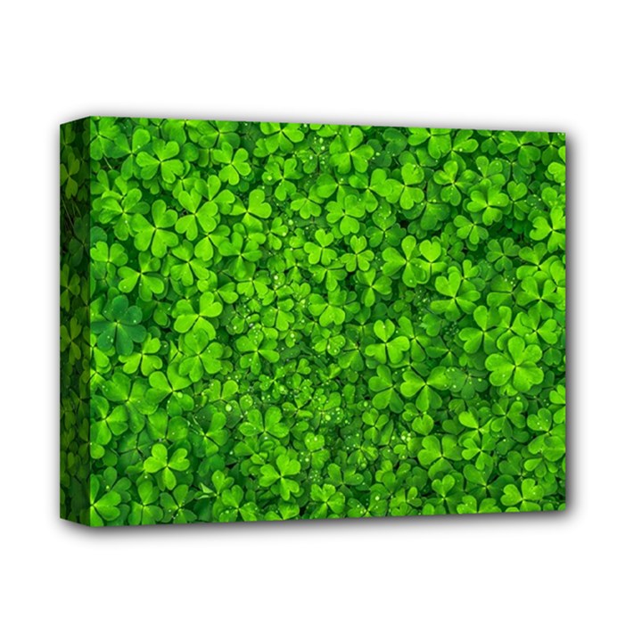 Shamrock Clovers Green Irish St  Patrick Ireland Good Luck Symbol 8000 Sv Deluxe Canvas 14  x 11 