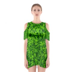 Shamrock Clovers Green Irish St  Patrick Ireland Good Luck Symbol 8000 Sv Cutout Shoulder Dress by yoursparklingshop