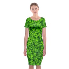 Shamrock Clovers Green Irish St  Patrick Ireland Good Luck Symbol 8000 Sv Classic Short Sleeve Midi Dress by yoursparklingshop