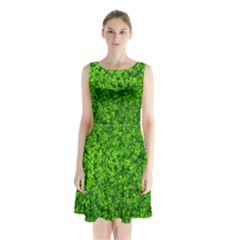 Shamrock Clovers Green Irish St  Patrick Ireland Good Luck Symbol 8000 Sv Sleeveless Chiffon Waist Tie Dress by yoursparklingshop