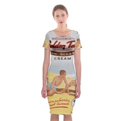 Vintage Summer Sunscreen Advertisement Classic Short Sleeve Midi Dress by yoursparklingshop