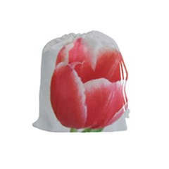 Red Tulip Watercolor Painting Drawstring Pouches (large)  by picsaspassion