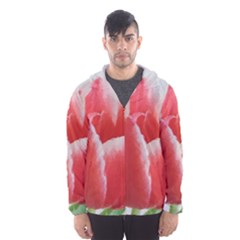 Red Tulip Watercolor Painting Hooded Wind Breaker (men) by picsaspassion