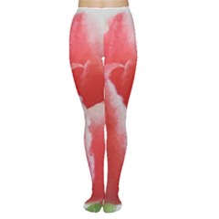 Red Tulip Watercolor Painting Women s Tights