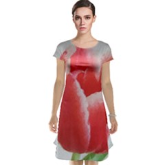 Red Tulip Watercolor Painting Cap Sleeve Nightdress by picsaspassion