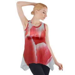 Red Tulip Watercolor Painting Side Drop Tank Tunic by picsaspassion