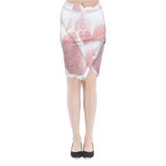 Red Tulip Pencil Drawing Midi Wrap Pencil Skirt by picsaspassion