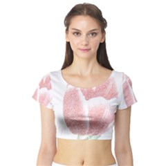 Red Tulip Pencil Drawing Short Sleeve Crop Top (tight Fit) by picsaspassion