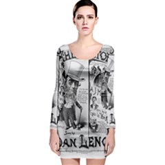 Vintage Song Sheet Lyrics Black White Typography Long Sleeve Bodycon Dress by yoursparklingshop