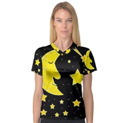 Sleeping Moon Women s V-neck Sport Mesh Tee