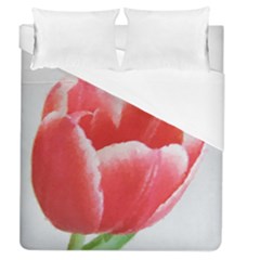 Tulip Red Watercolor Painting Duvet Cover Single Side (queen Size) by picsaspassion