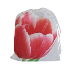 Tulip Red Watercolor Painting Drawstring Pouches (xxl) by picsaspassion