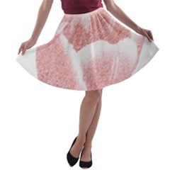 Tulip Red Pencil Drawing Art A-line Skater Skirt by picsaspassion