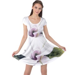 White Magnolia Pencil Drawing Art Cap Sleeve Dresses by picsaspassion