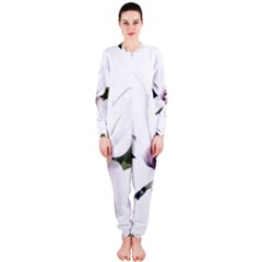 White Magnolia Pencil Drawing Art Onepiece Jumpsuit (ladies)  by picsaspassion