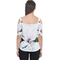 White Magnolia pencil drawing art Women s Cutout Shoulder Tee View2