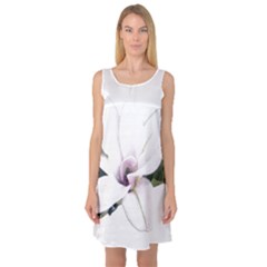 White Magnolia Pencil Drawing Art Sleeveless Satin Nightdress by picsaspassion