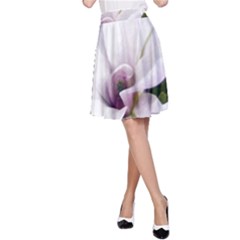 Magnolia Wit Aquarel Painting Art A-line Skirt by picsaspassion