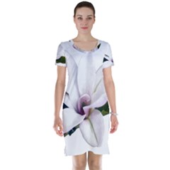 Magnolia Wit Aquarel Painting Art Short Sleeve Nightdress by picsaspassion