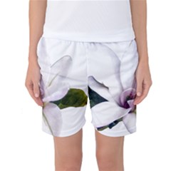 Magnolia Wit Aquarel Painting Art Women s Basketball Shorts by picsaspassion