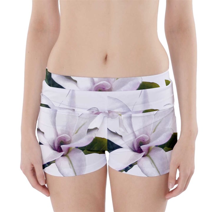 Magnolia Wit Aquarel painting art Boyleg Bikini Wrap Bottoms