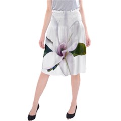 Magnolia Wit Aquarel Painting Art Midi Beach Skirt by picsaspassion