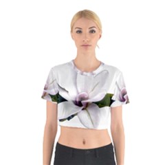 Magnolia Wit Aquarel Painting Art Cotton Crop Top