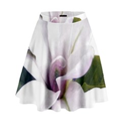 Magnolia Wit Aquarel Painting Art High Waist Skirt by picsaspassion