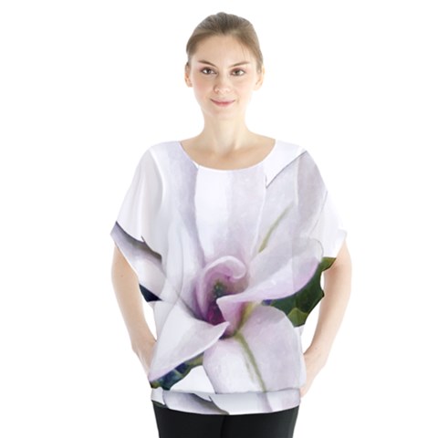 Magnolia Wit Aquarel Painting Art Blouse by picsaspassion