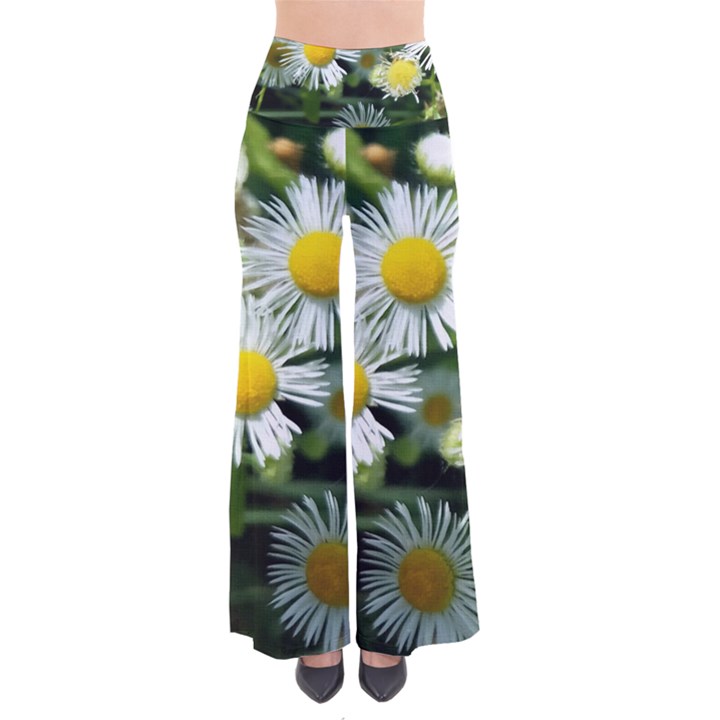 White summer flowers oil painting art Pants