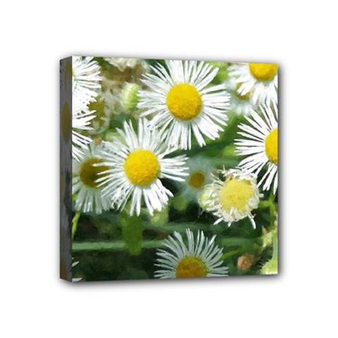 White Summer Flowers Watercolor Painting Art Mini Canvas 4  X 4 