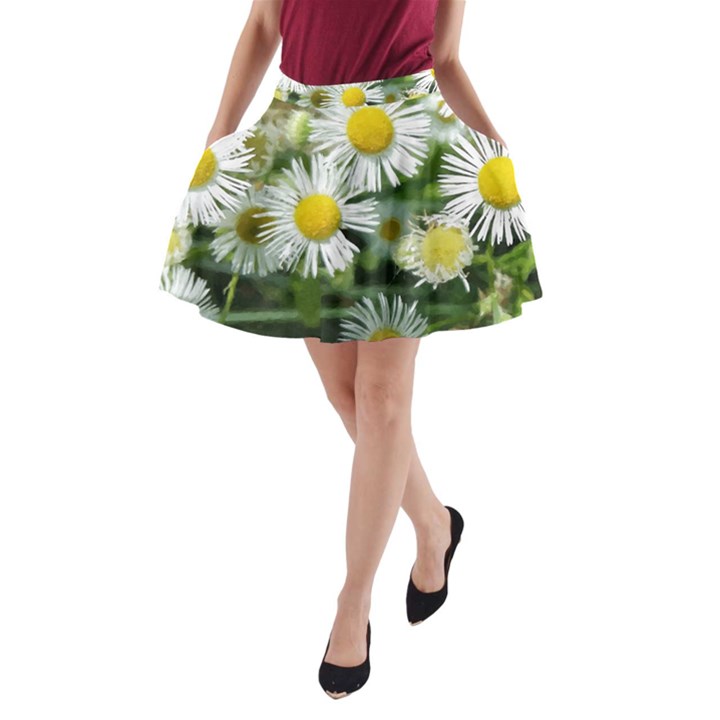 White summer flowers watercolor painting art A-Line Pocket Skirt