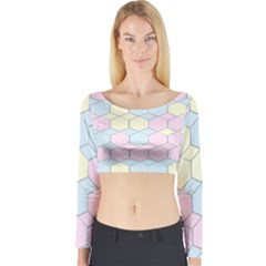 Colorful Honeycomb - Diamond Pattern Long Sleeve Crop Top