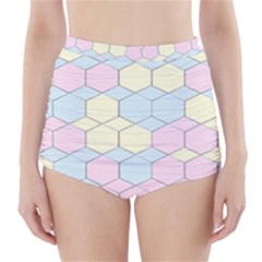 Colorful Honeycomb - Diamond Pattern High-waisted Bikini Bottoms