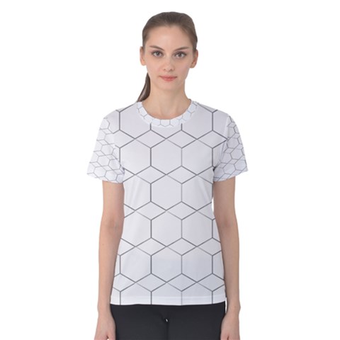  Honeycomb - Diamond Black And White Pattern Women s Cotton Tee by picsaspassion