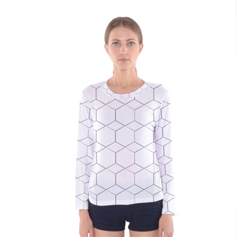  Honeycomb - Diamond Black And White Pattern Women s Long Sleeve Tee by picsaspassion