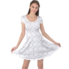  Honeycomb - Diamond Black And White Pattern Cap Sleeve Dresses