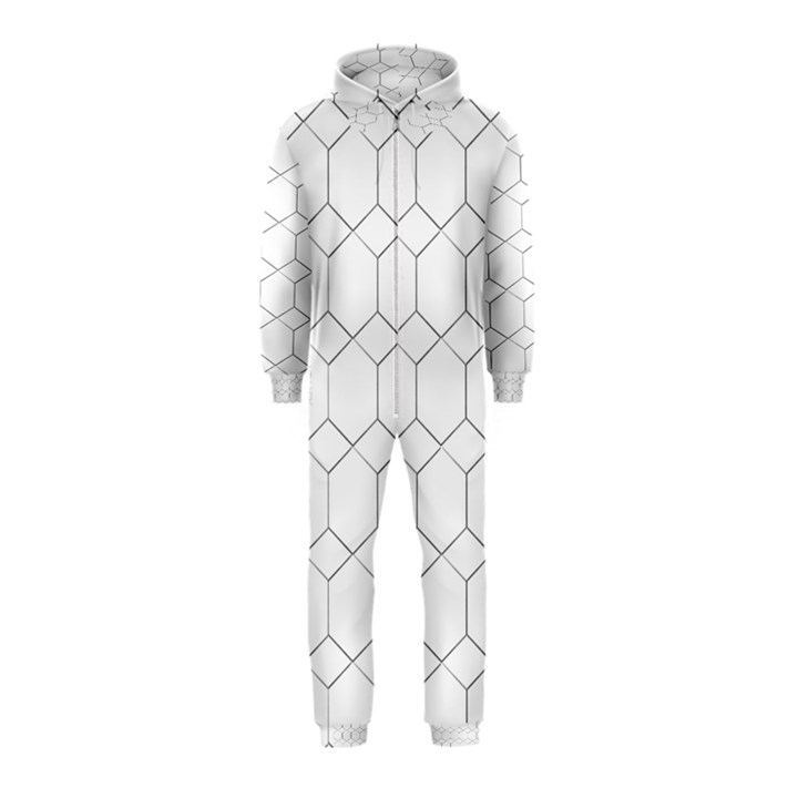  honeycomb - diamond black and white pattern Hooded Jumpsuit (Kids)